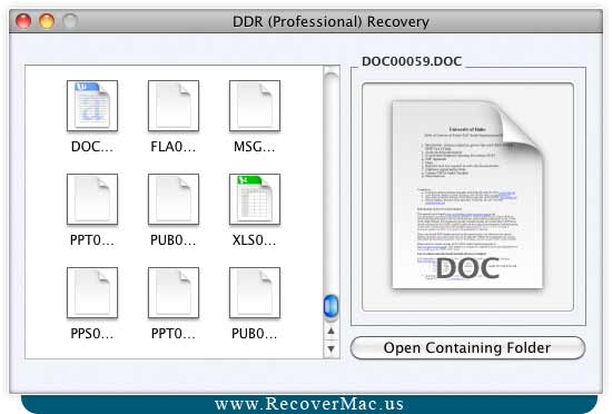 Screenshot of Recover File Mac Software