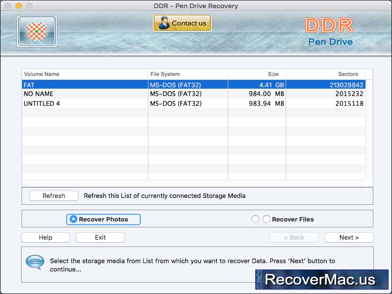 Screenshot of USB Drive Data Recovery Tool