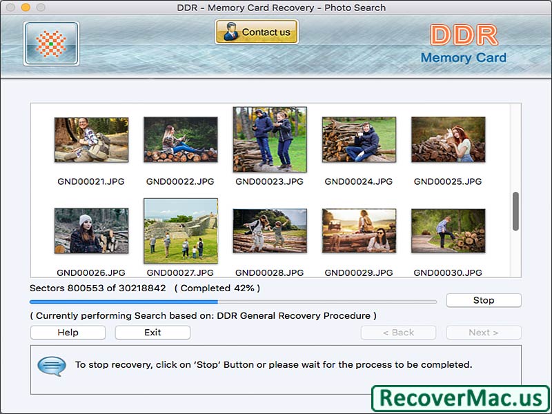 Screenshot of Memory Card Recovery Software For Mac