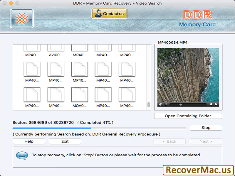 Screenshot of Mac SD Cards Data Retrieval Software
