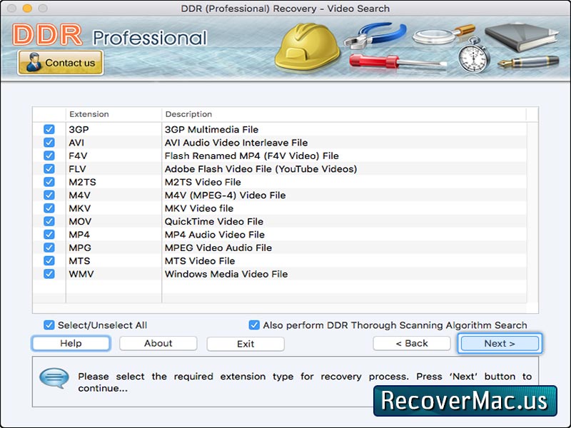 Screenshot of Mac Device Recovery Utility